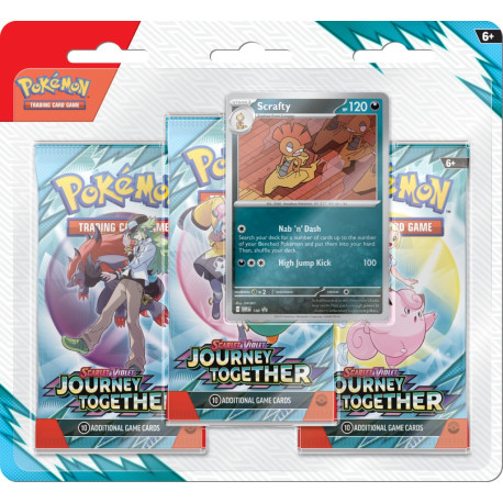 Pokémon TCG: Scarlet & Violet - Journey Together - 3-Pack Blister Box- Scrafty